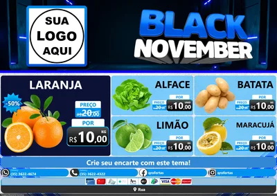 Modelo de Encarte para Encarte A4 Horizontal com o tema Black November para Hortifrúti