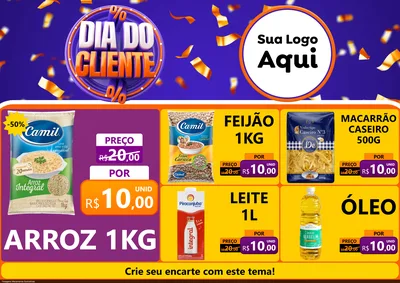 Modelo de Encarte para Encarte A4 Horizontal com o tema Dia do Cliente para Supermercado