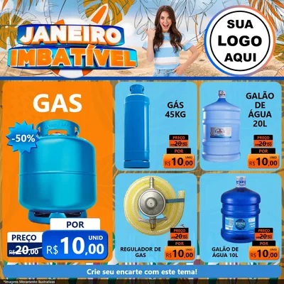 Modelo de Rede Social para Feed Facebook com o tema Janeiro Imbatível para Água e gás