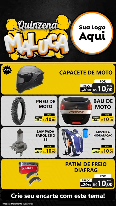 Modelo de TV para TV Vertical com o tema Quinzena Maluca para Moto peças