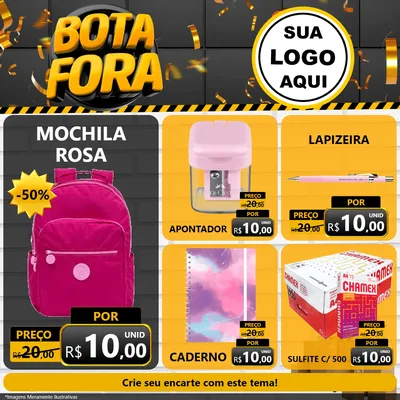 Modelo de Rede Social para Feed Facebook com o tema Bota Fora para Papelaria