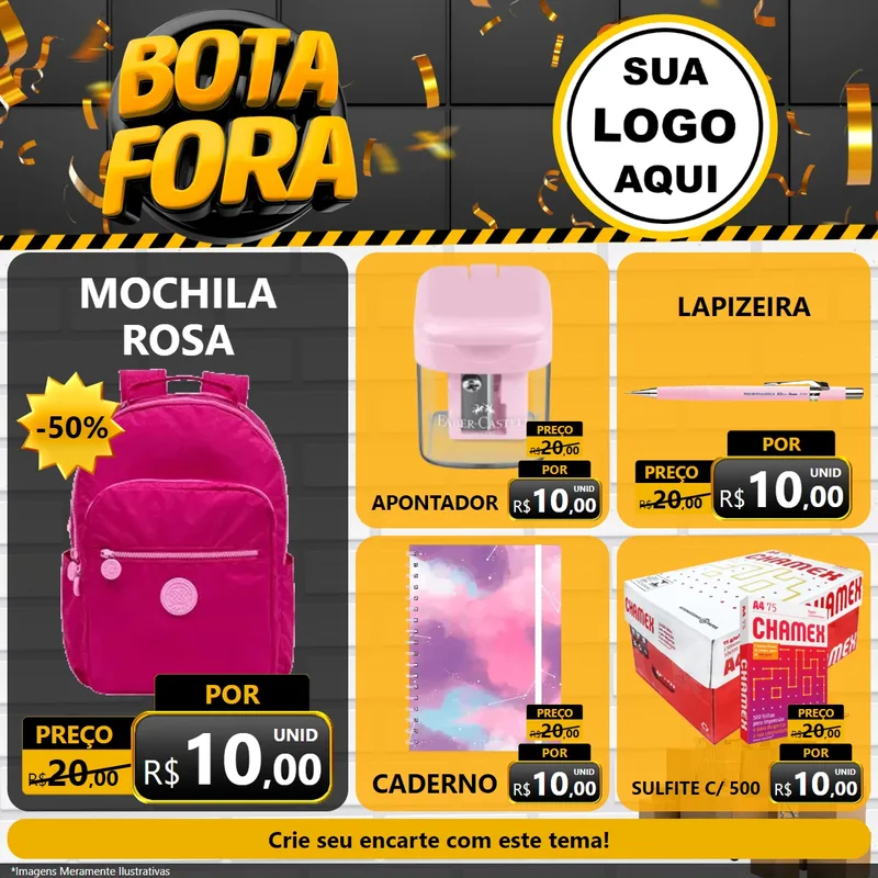 Modelo de Rede Social para Feed Facebook com o tema Bota Fora para Papelaria