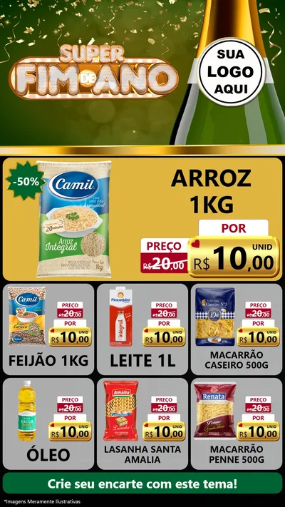 Modelo de Rede Social para Stories com o tema Super Fim de Ano para Supermercado