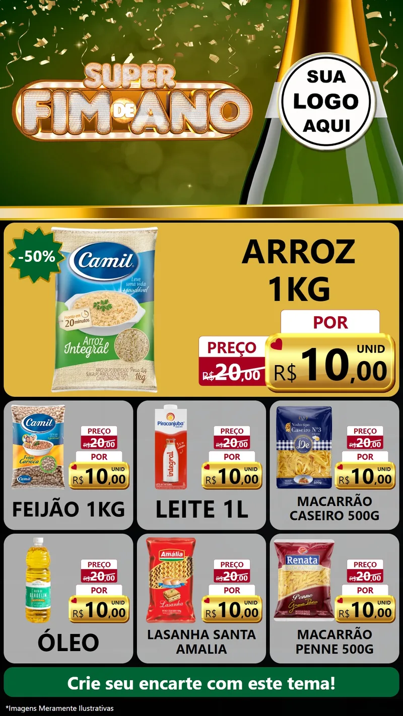 Modelo de Rede Social para Stories com o tema Super Fim de Ano para Supermercado