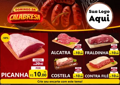 Modelo de Encarte para Encarte A4 Horizontal com o tema Domingo da Calabresa para Açougue