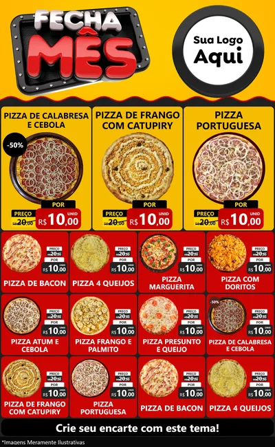 Modelo de Encarte para Encarte Grande com o tema Fecha Mês para Pizzaria