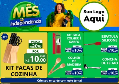 Modelo de Encarte para Encarte A4 Horizontal com o tema Mês da Independência para Utilidades Domésticas