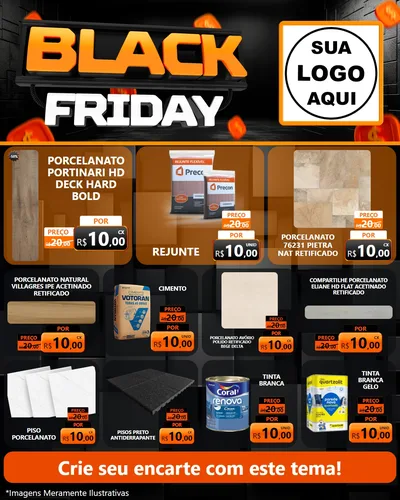 Modelo de Rede Social para Feed Instagram com o tema Black Friday para Pisos e revestimentos
