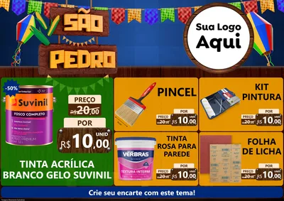 Modelo de Encarte para Encarte A4 Horizontal com o tema São Pedro para Tintas e Ferramentas