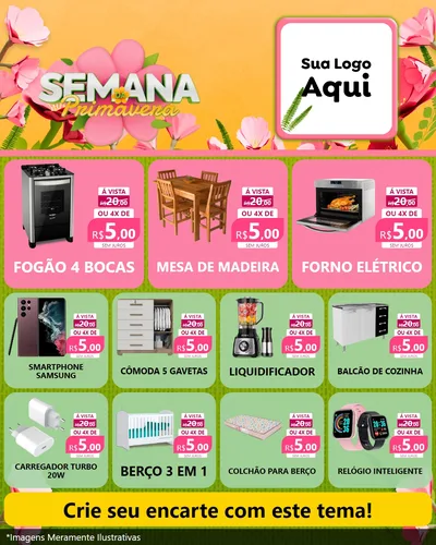 Modelo de Rede Social para Feed Instagram com o tema Semana da Primavera para Móveis e Eletro