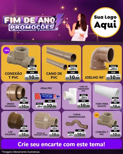 Modelo de Rede Social para Feed Instagram com o tema Fim de Ano Promoções para Tubos e conexões