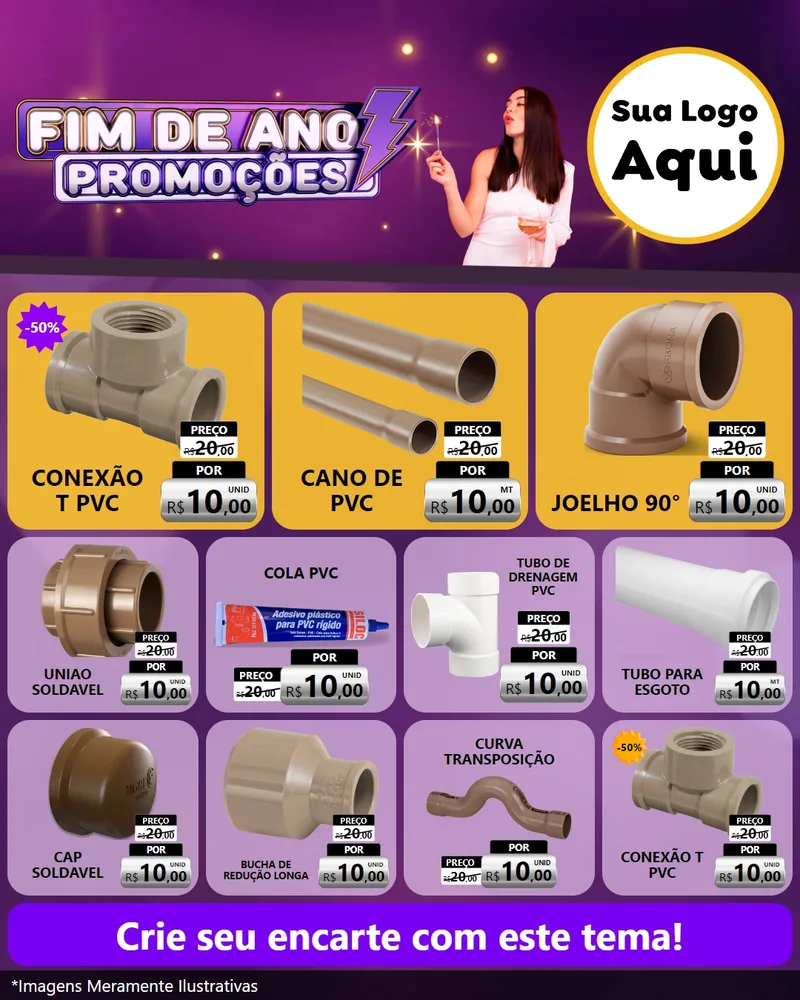 Modelo de Rede Social para Feed Instagram com o tema Fim de Ano Promoções para Tubos e conexões
