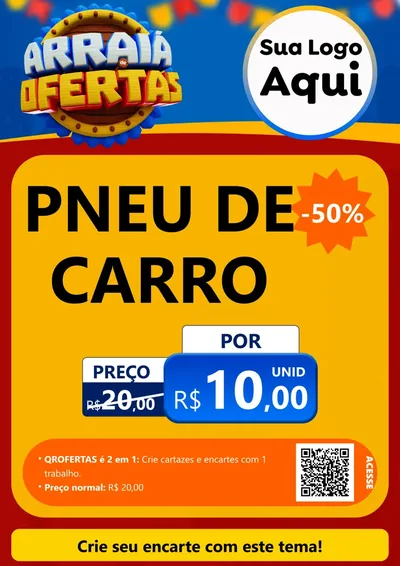 Modelo de Cartaz para Cartaz A4 Vertical com o tema Arraiá de Ofertas - Junina para Auto peças
