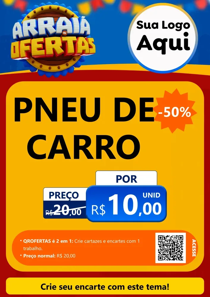 Modelo de Cartaz para Cartaz A4 Vertical com o tema Arraiá de Ofertas - Junina para Auto peças