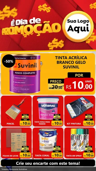 Modelo de Rede Social para Stories com o tema É Dia De Promoção para Tintas e Ferramentas