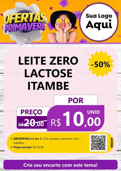 Modelo de Cartaz para Cartaz A4 Vertical com o tema Ofertas Da Primavera para Frios e Laticínios