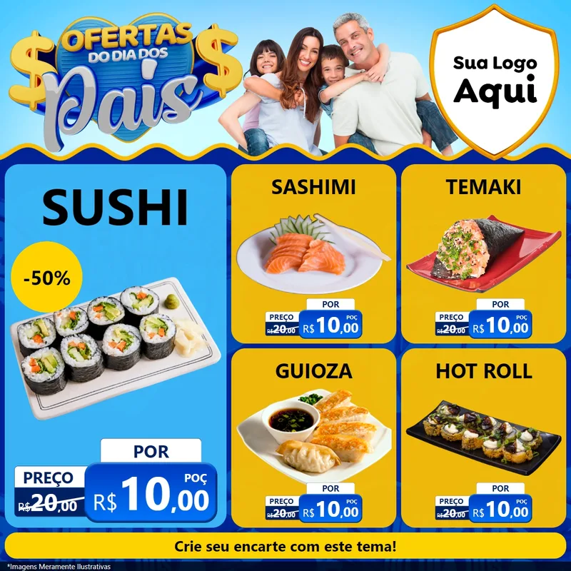 Modelo de Rede Social para Feed Facebook com o tema Ofertas do Dia dos Pais para Comida japonesa