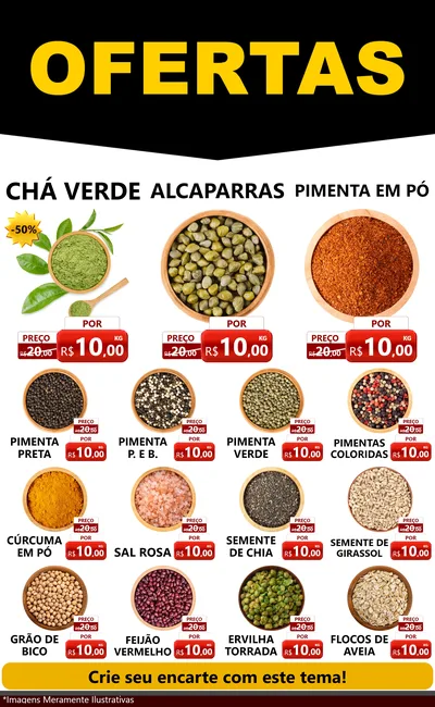 Modelo de Encarte para Encarte Grande com o tema Ofertas Preto e Vermelho Cartaz para Produtos Naturais
