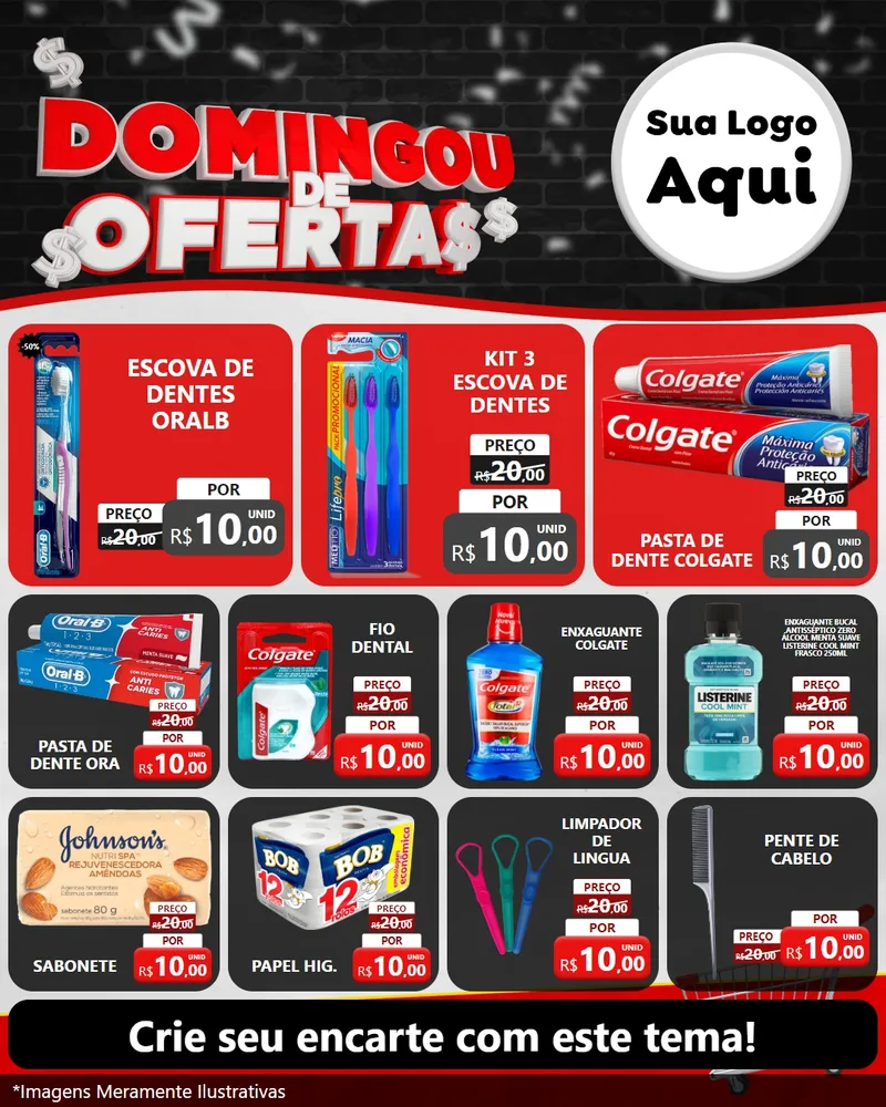 Modelo de Rede Social para Feed Instagram com o tema Domingou de Ofertas para Higiene Pessoal