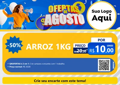 Modelo de Cartaz para Cartaz A4 Horizontal com o tema Ofertas de Agosto para Supermercado