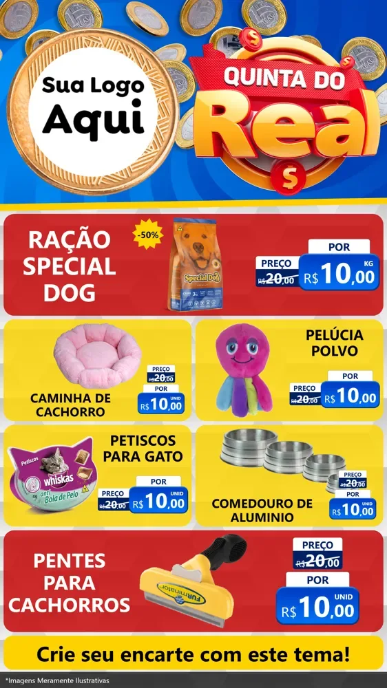 Modelo de TV para TV Vertical com o tema Quinta do Real para Pet Shop