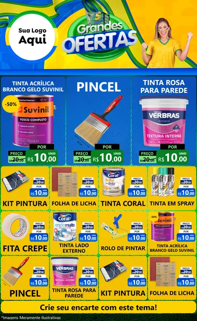 Modelo de Encarte para Encarte Grande com o tema Grandes Ofertas para Tintas e Ferramentas