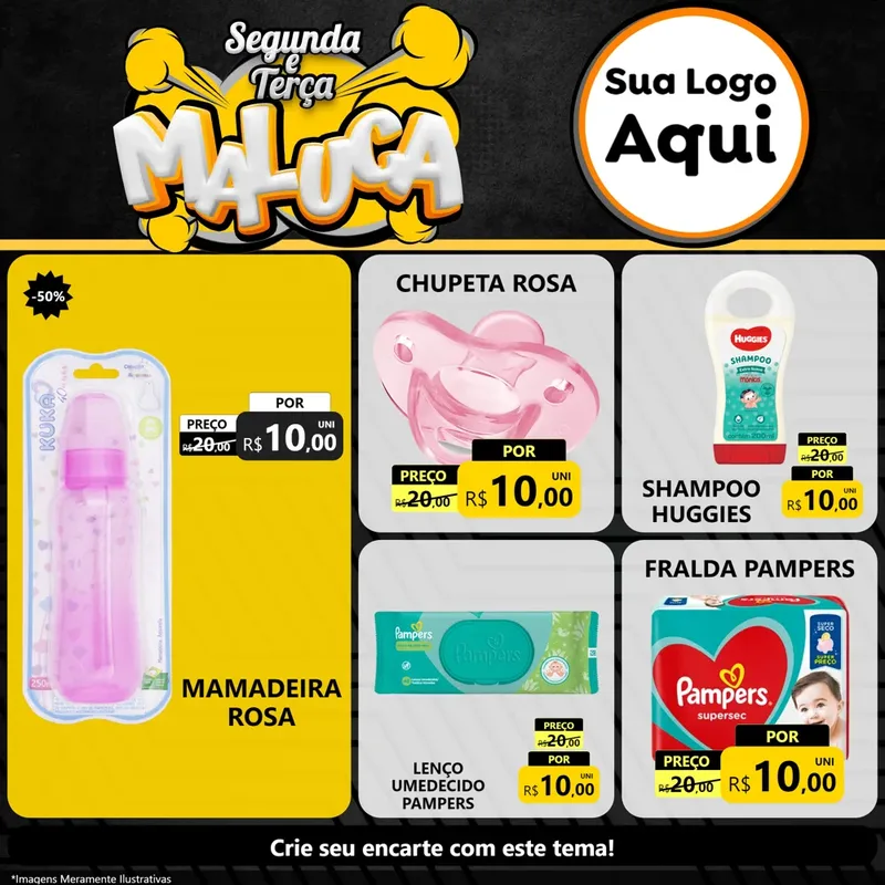 Modelo de Rede Social para Feed Facebook com o tema Segunda e Terça Maluca para Bebês