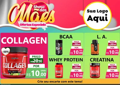 Modelo de Encarte para Encarte A4 Horizontal com o tema Show das Mães - Ofertas Especiais para Suplementos alimentares