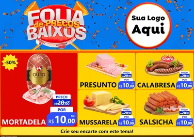 Modelo de Encarte para Encarte A4 Horizontal com o tema Folia de Preços Baixos para Frios e Laticínios