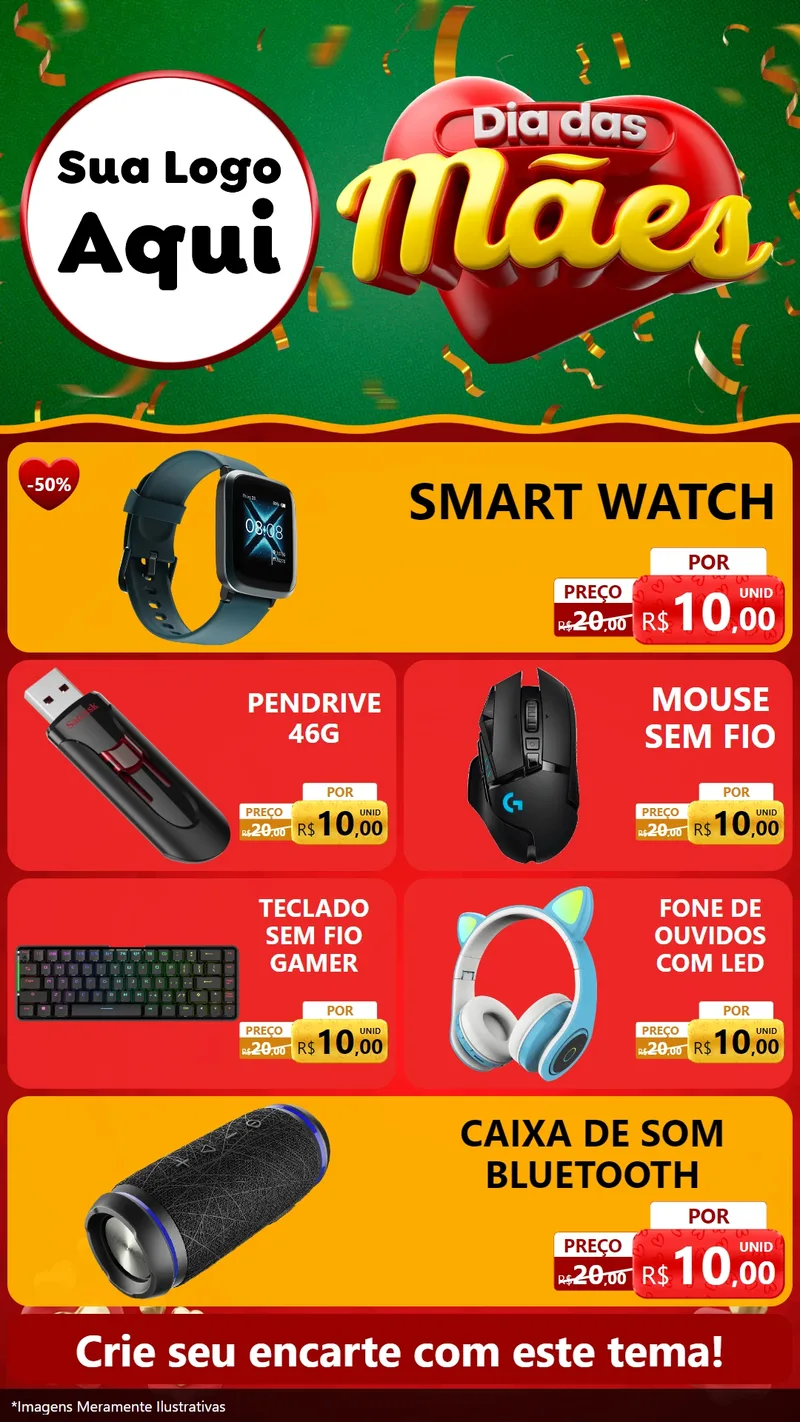 Modelo de TV para TV Vertical com o tema Dia das Mães para Informática