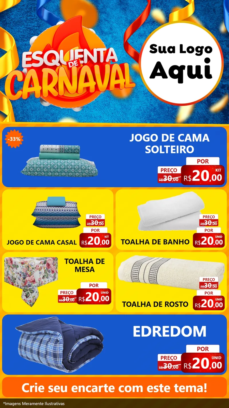 Modelo de TV para TV Vertical com o tema Esquenta de Carnaval para Cama, Mesa e Banho
