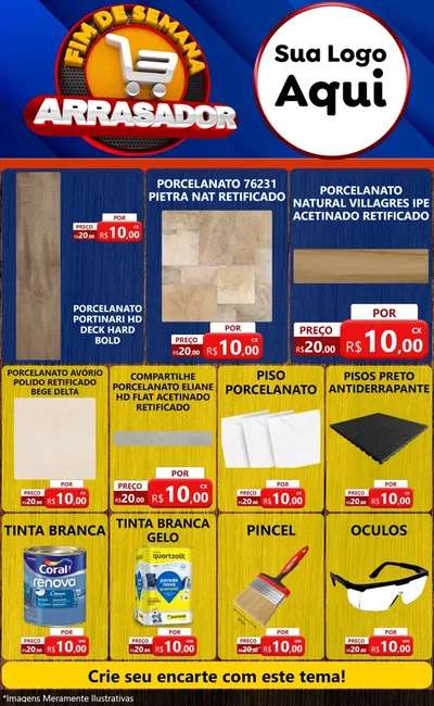 Modelo de Encarte para Encarte Grande com o tema Fim De Semana Arrasador para Pisos e revestimentos