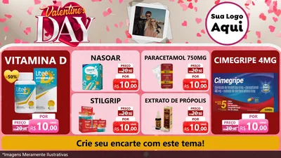 Modelo de TV para TV Horizontal com o tema Valentine's Day para Farmácia