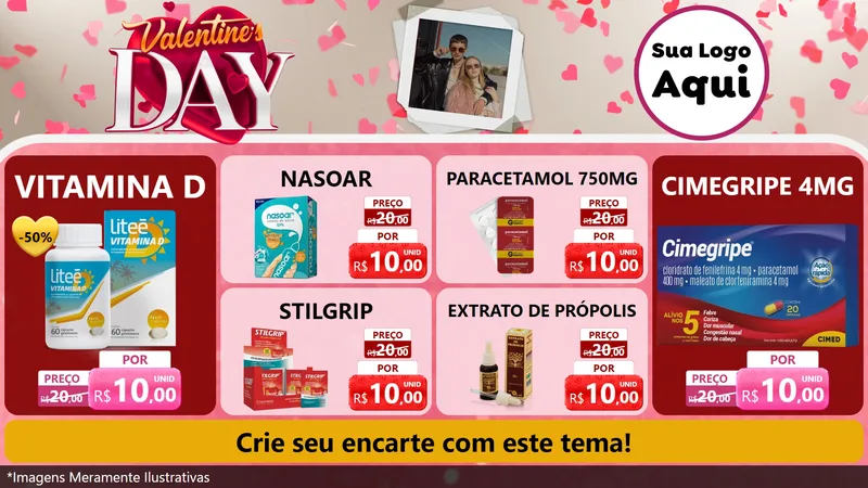 Modelo de TV para TV Horizontal com o tema Valentine's Day para Farmácia