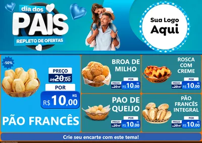 Modelo de Encarte para Encarte A4 Horizontal com o tema Dia Dos Pais Repleto de Ofertas para Padaria