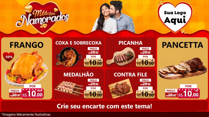 Modelo de TV para TV Horizontal com o tema Mês dos Namorados para Assados