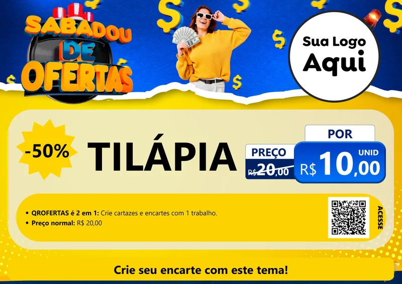 Modelo de Cartaz para Cartaz A4 Horizontal com o tema Sabadou de Ofertas para Peixaria