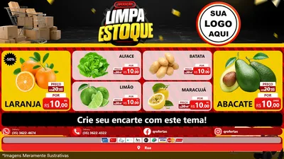 Modelo de TV para TV Horizontal com o tema Operação Limpa Estoque para Hortifrúti