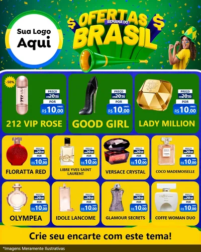 Modelo de Rede Social para Feed Instagram com o tema Ofertas Semana do Brasil para Perfumes