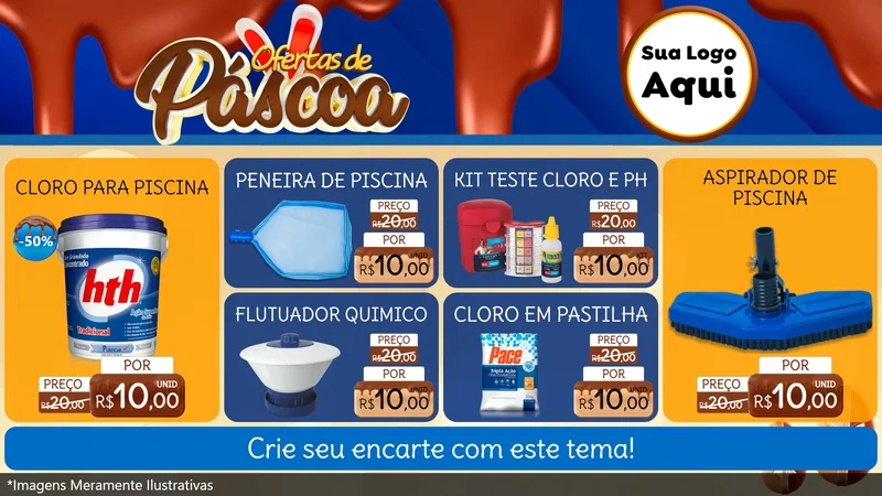 Modelo de TV para TV Horizontal com o tema Ofertas de Páscoa para Produtos para Piscina