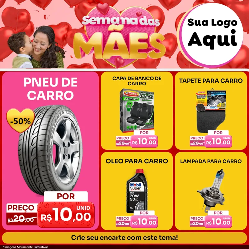 Modelo de Rede Social para Feed Facebook com o tema Semana Das Mães para Auto peças