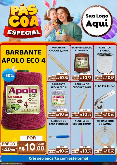 Modelo de Encarte para Encarte A4 Vertical com o tema Páscoa Especial para Armarinho e Aviamentos