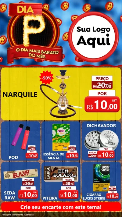 Modelo de Rede Social para Stories com o tema Dia P - O Dia Mais Barato Do Mês para Tabacaria