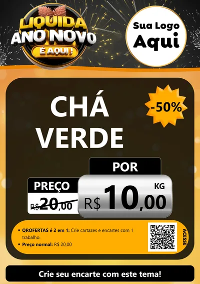 Modelo de Cartaz para Cartaz A4 Vertical com o tema Liquida Ano Novo É Aqui! para Produtos Naturais