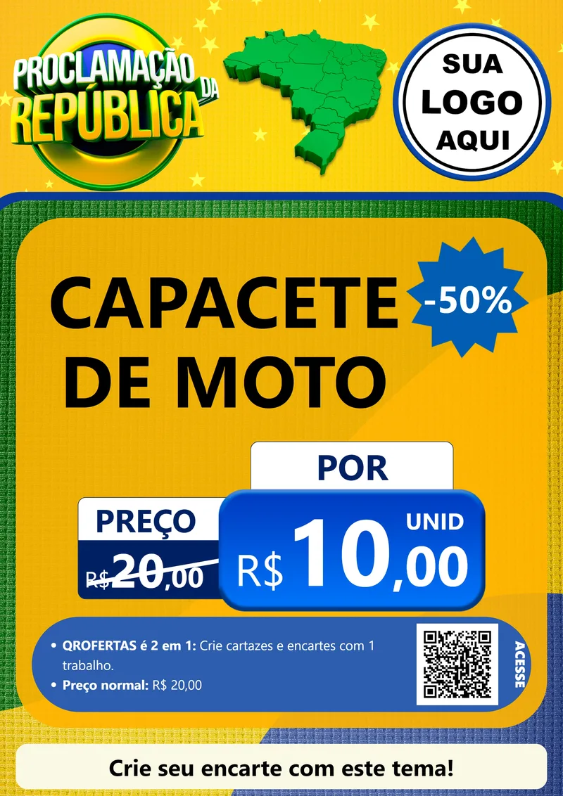 Modelo de Cartaz para Cartaz A4 Vertical com o tema Proclamação da República para Moto peças