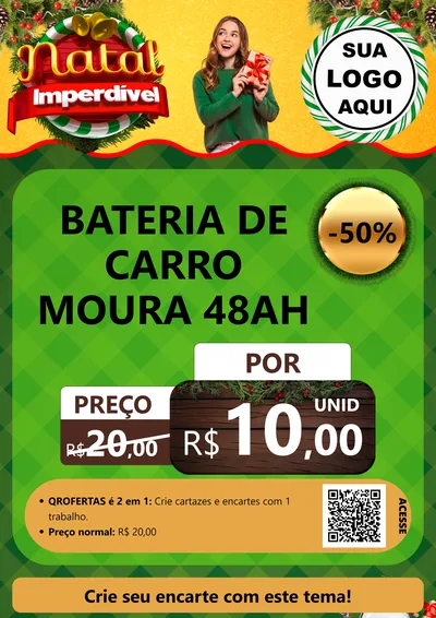 Modelo de Cartaz para Cartaz A4 Vertical com o tema Natal Imperdível para Baterias Elétricas