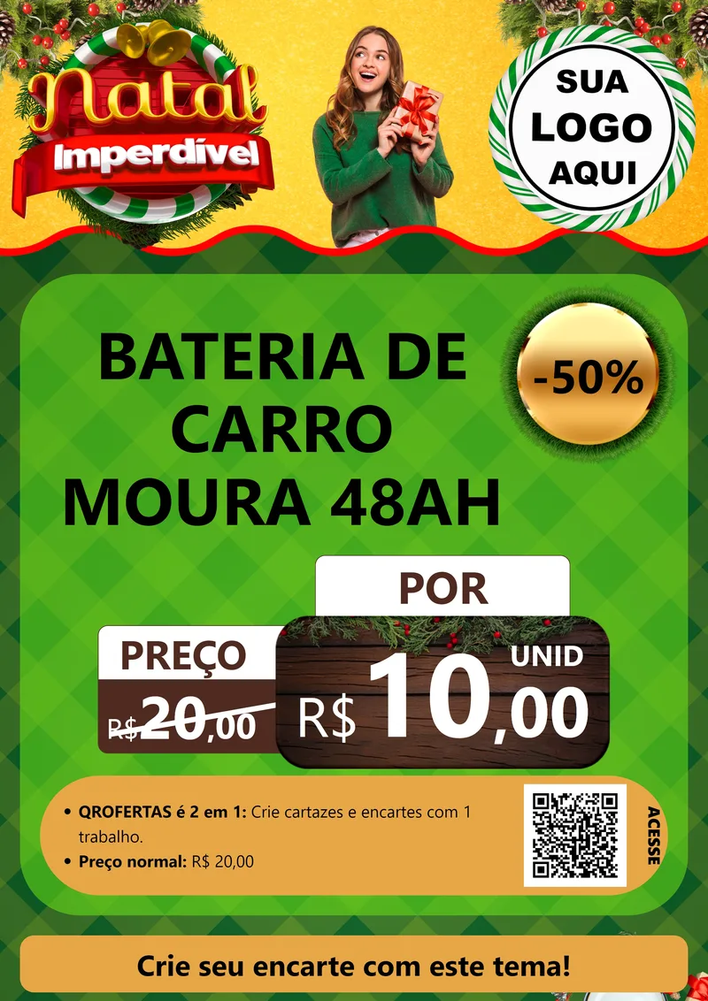 Modelo de Cartaz para Cartaz A4 Vertical com o tema Natal Imperdível para Baterias Elétricas