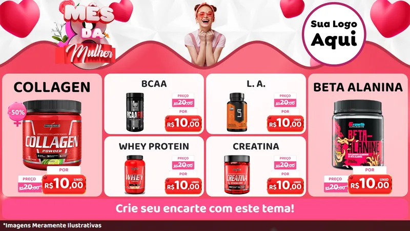 Modelo de TV para TV Horizontal com o tema Mês da Mulher para Suplementos alimentares