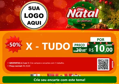 Modelo de Cartaz para Cartaz A4 Horizontal com o tema Um Natal de Ofertas para Hamburgueria