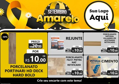 Modelo de Encarte para Encarte A4 Horizontal com o tema Setembro Amarelo para Pisos e revestimentos